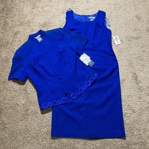 Koret Blue Dress Suit Size 8 NWT 2pc Set Career Church Business Short Sleeves